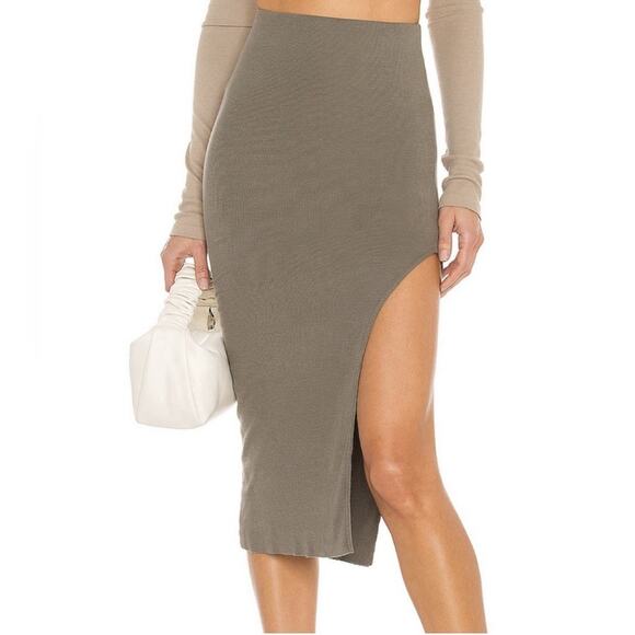 NWT Cotton Citizen Melbourne Midi Skirt Rubber Slit Bodycon Hi Rise Stretch XS - Picture 1 of 6